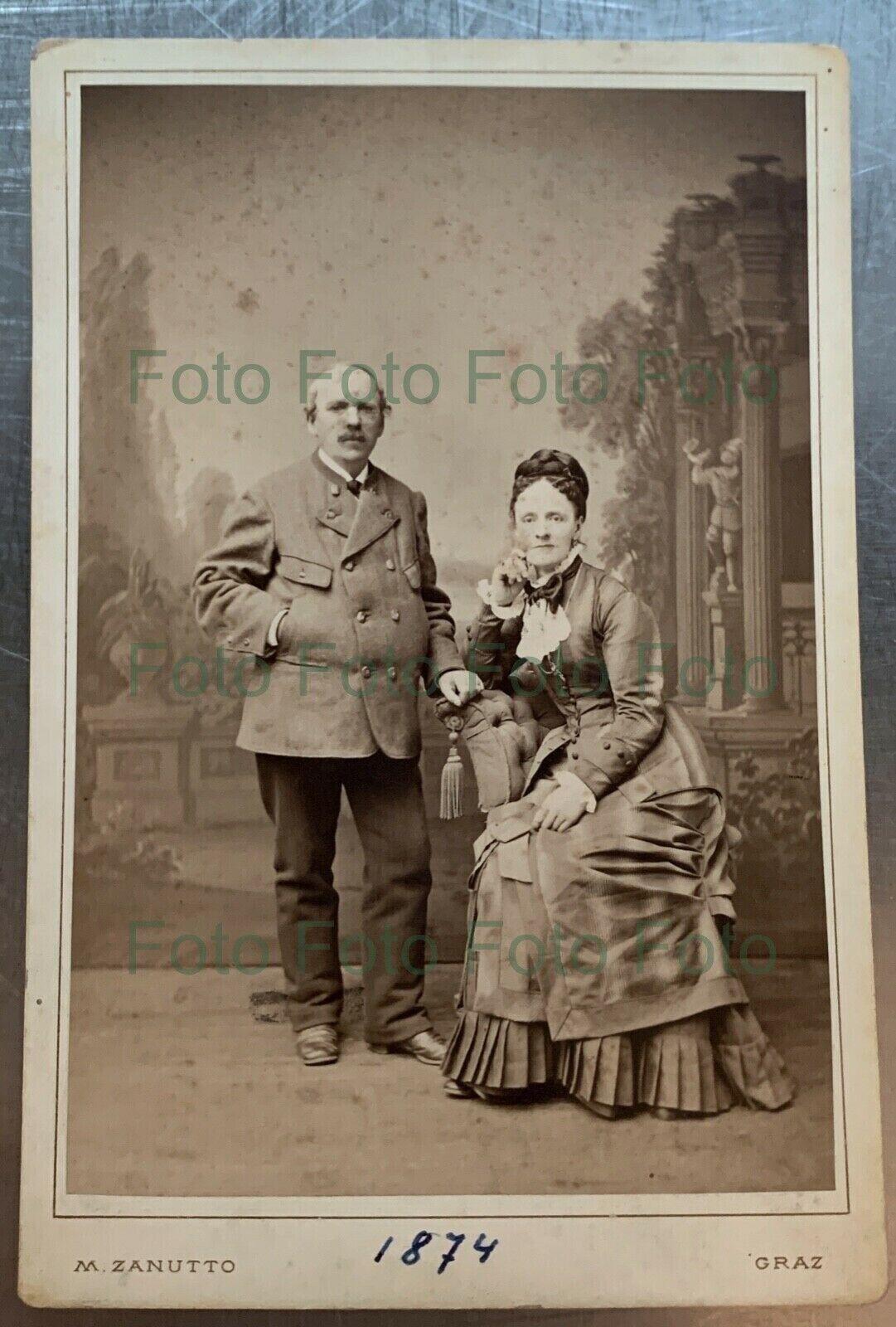 Large CDV Photo Poster painting Matthias And Anna Sailor Photo Poster paintinggraphy Zanutto Graz (oy-103