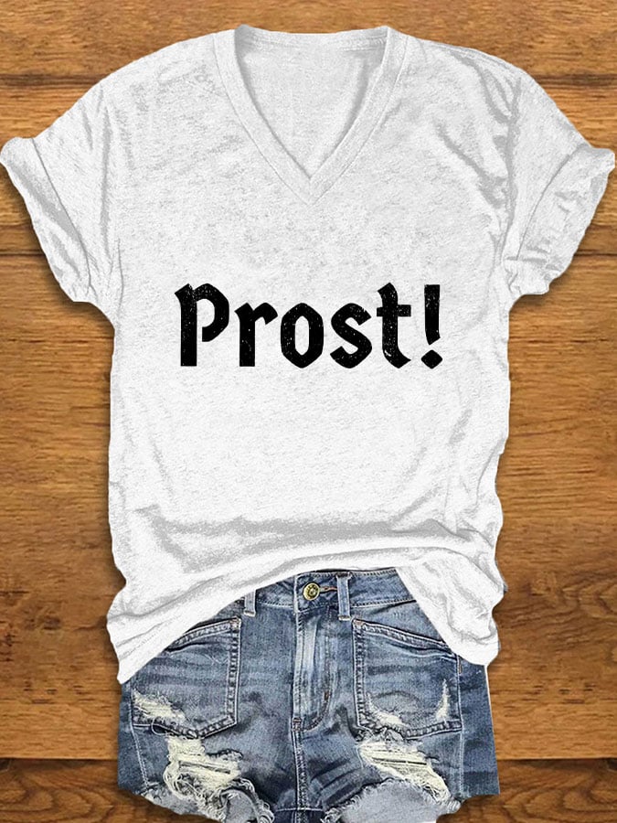 Women's Oktoberfest/Beer Lovers prost! Printed T-shirt