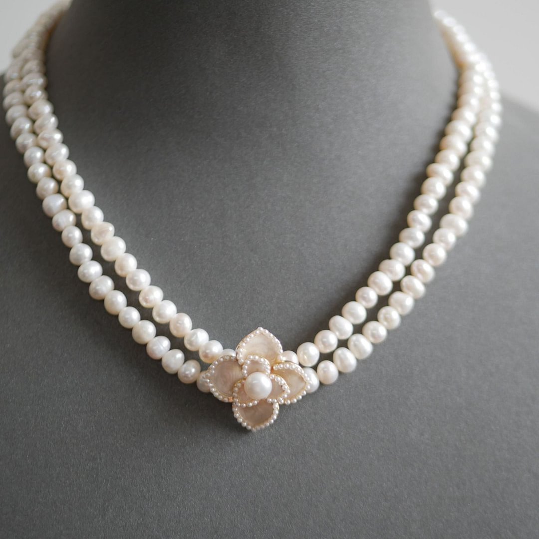 New Designer Camellia Pearl Necklace