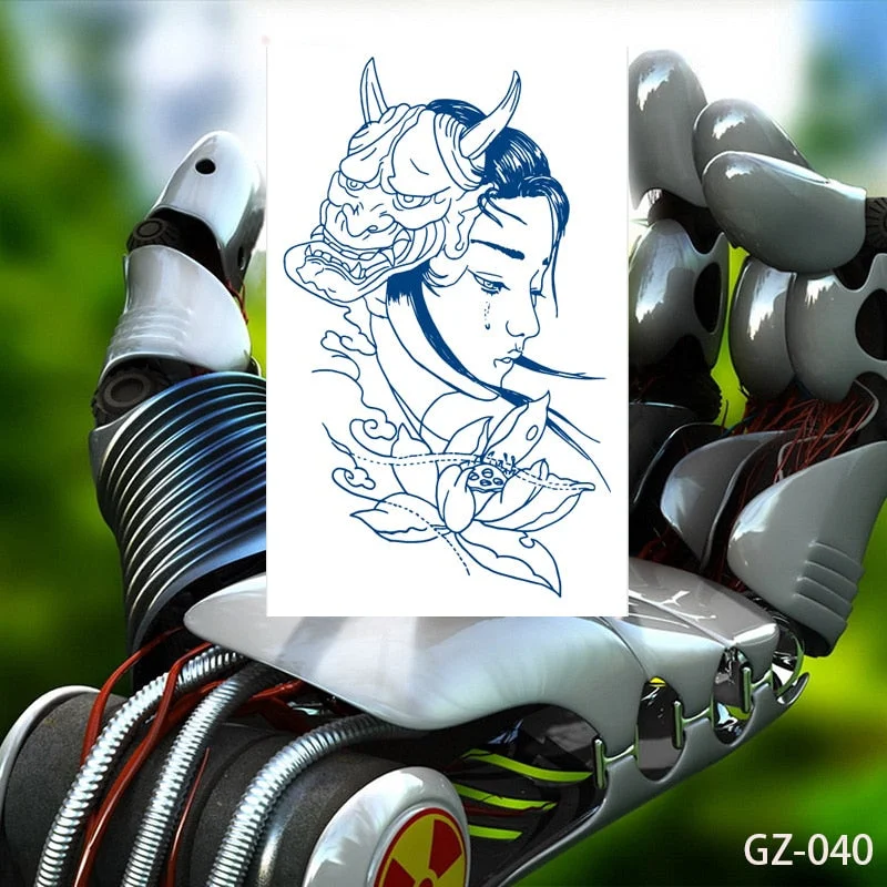 Temporary Waterproof Tattoos Stickers Sexy Mythical Dragon Girl Fox Mask Juice Ink Lasting Arm Back Body Buttocks Fake Tatoo DIY