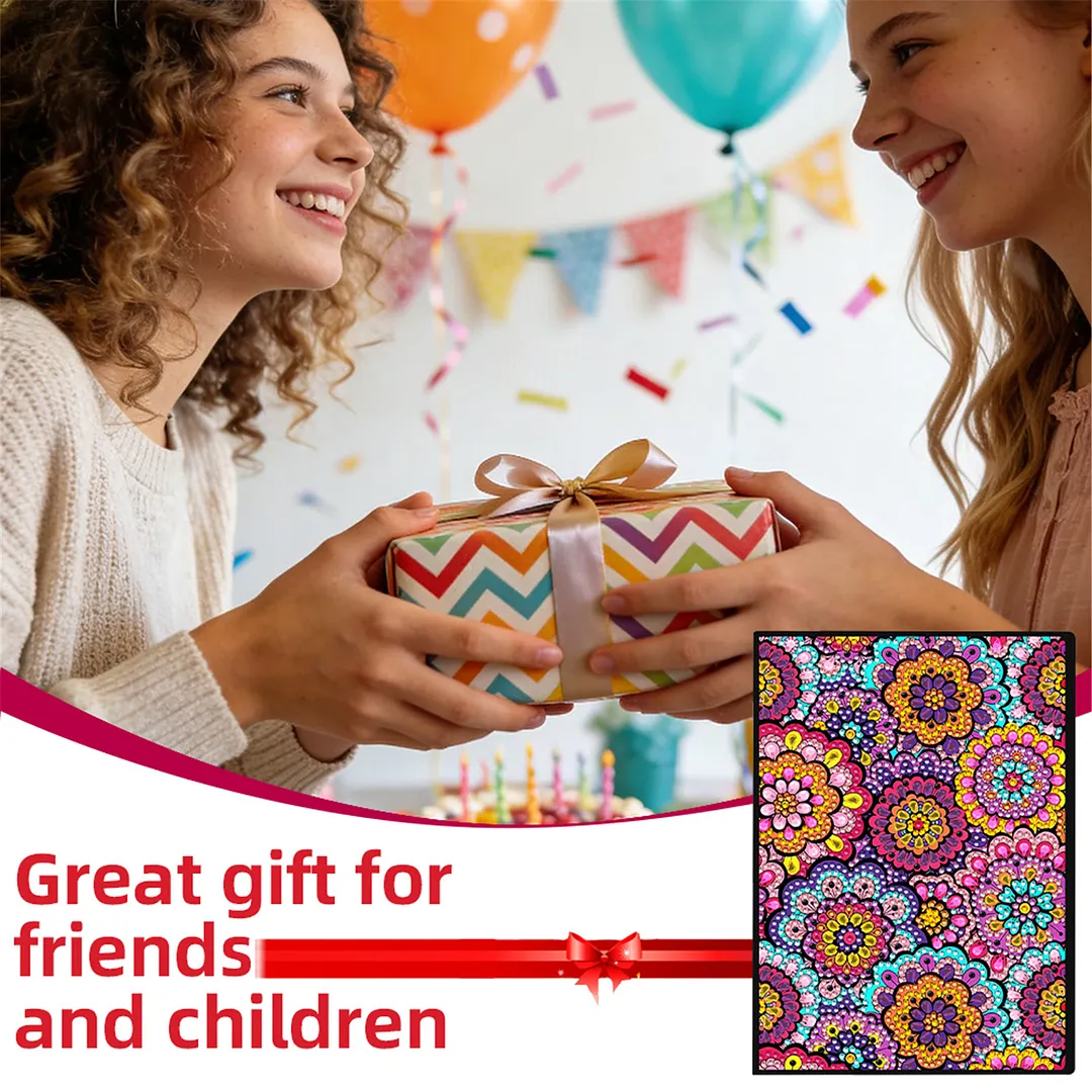 DIY Flower Diamond Painting Journals Notebooks 50 Pages A5 No Lines Special Shaped Diamond Art Kits for Beginners Craft Lovers and Artists (Mandala Pattern)