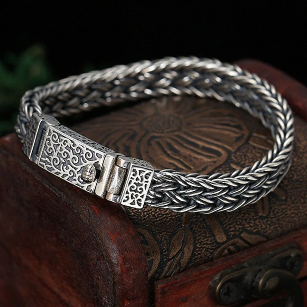 925 Silver Bracelet for Man Personality Woven