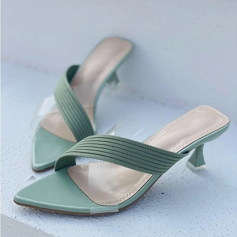 Summer 2021 Sandals For Women PVC Slippers Women's Strange Style High-heeled Sandals Transparent Thin Heel Shoes Large Size