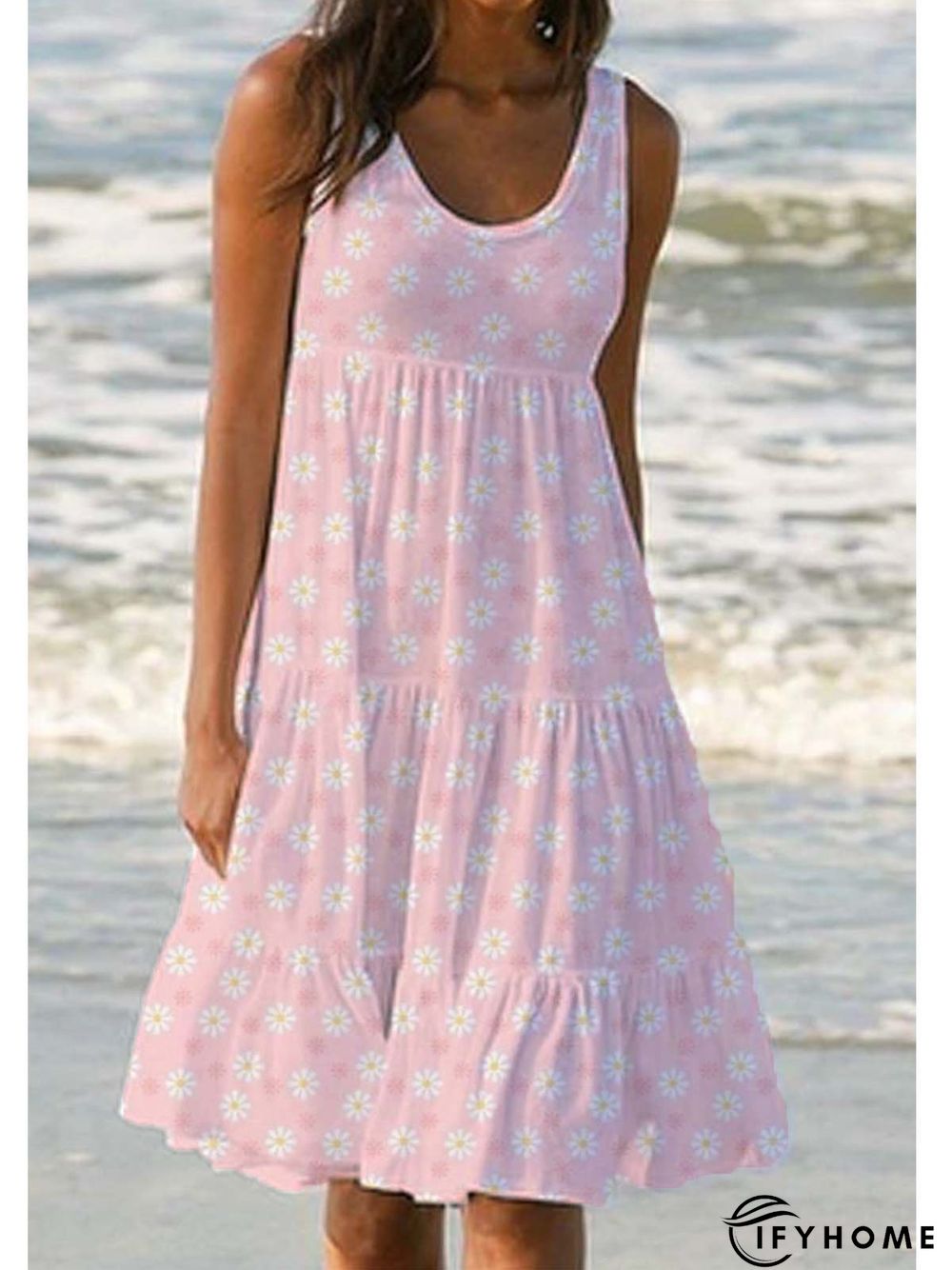 Sleeveless Holiday Cotton-Blend Knitting Dress | IFYHOME