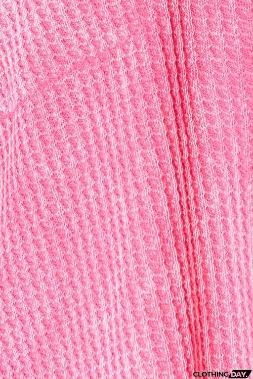 Zenana Waffle-Knit Button Up Collared Neck Shirt