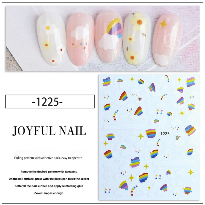 Beautizon Colorful Cartoon Teddy bear High Quality 3D Engraved Nail Stickers Nail Art Decorations Nail Decals Design