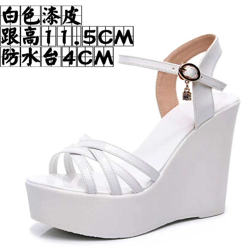 Breakj Breakj Super High Slope And 12Cm Fashion Cross With Small Size Women's Shoes One-Word Thick-Bottomed Waterproof Toe Women's Sandals