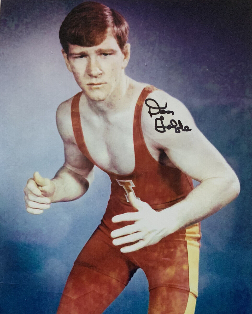 DAN GABLE HAND SIGNED 8x10 Photo Poster painting USA OLYMPIC WRESTLING AUTOGRAPH RARE COA