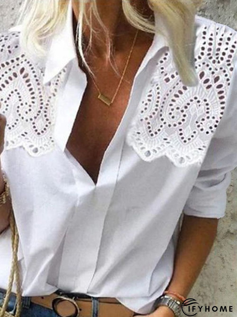 Shirt Collar Cotton Blouse | IFYHOME