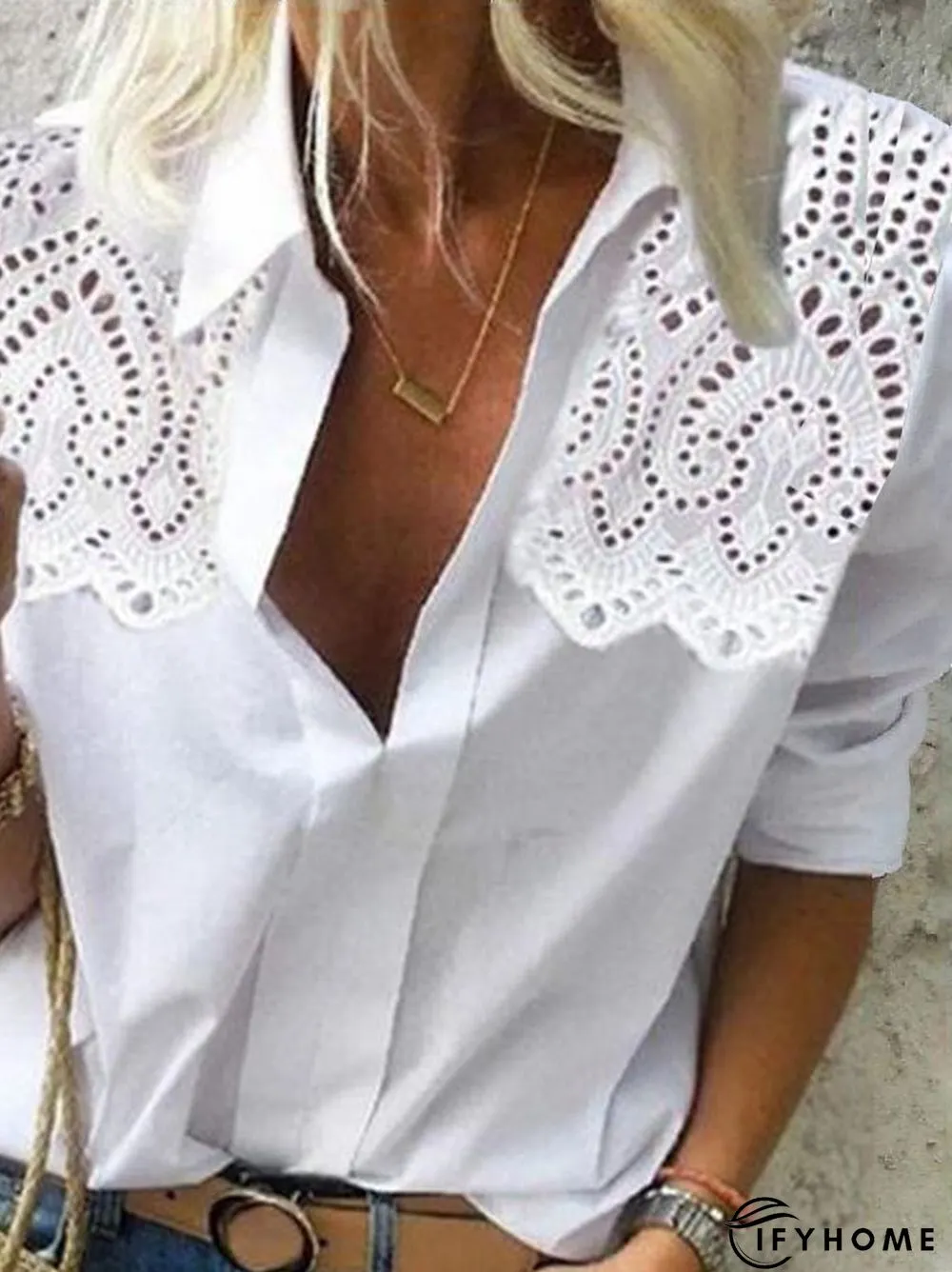 Shirt Collar Cotton Blouse | IFYHOME