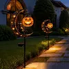 Iron Black Cat Moon Ground Lamp with Auto On/Off Solar-Powered Garden Light