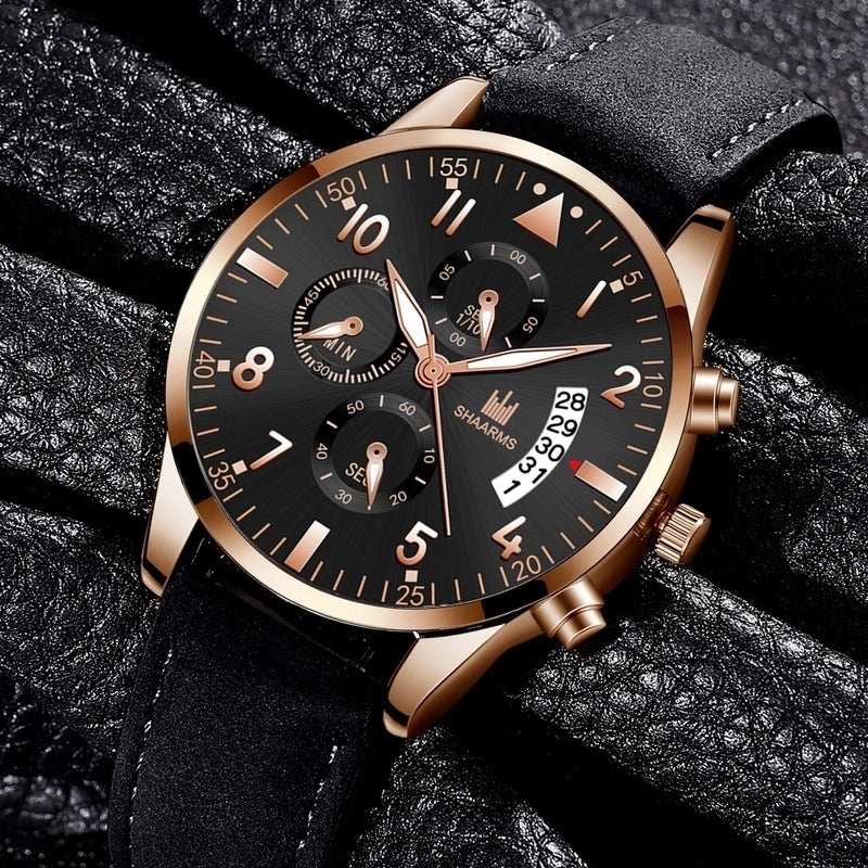 Business Solid Color Buckle Quartz Men’s Watches