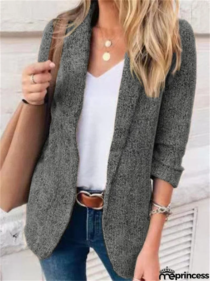 Fashion Open Front Lapel Collar Slim Casual Work Office Blazer Jacket
