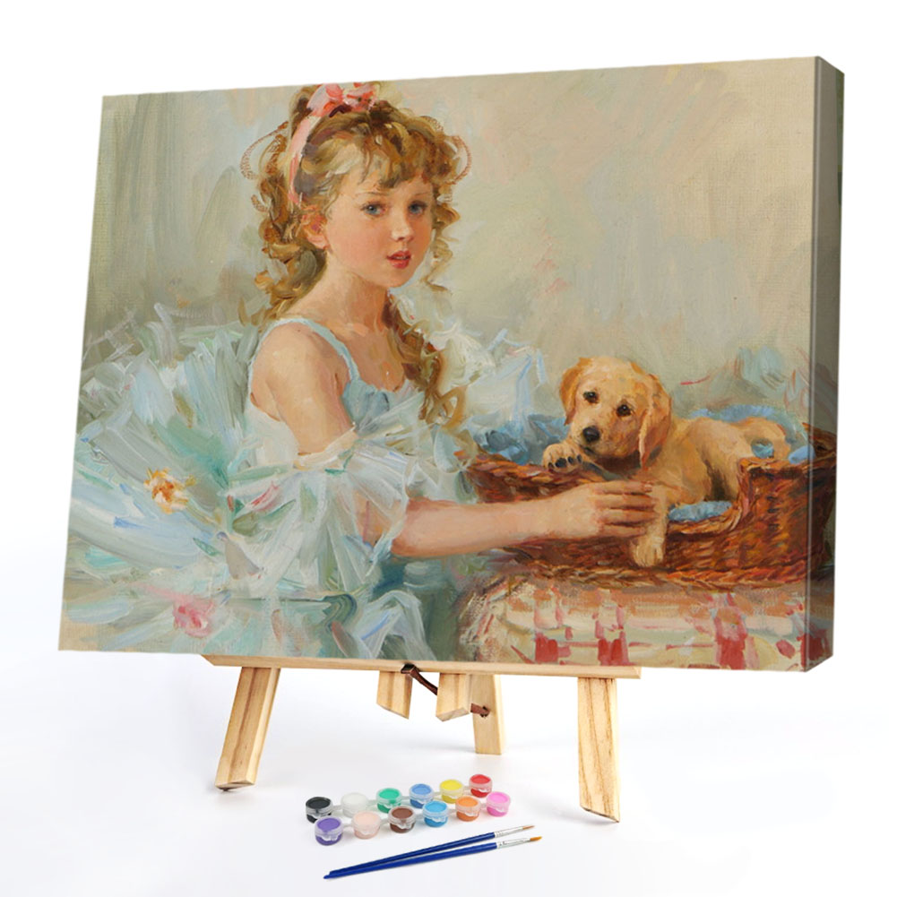 

40*50CM Paint By Numbers-Girl and Puppy, 501 Original