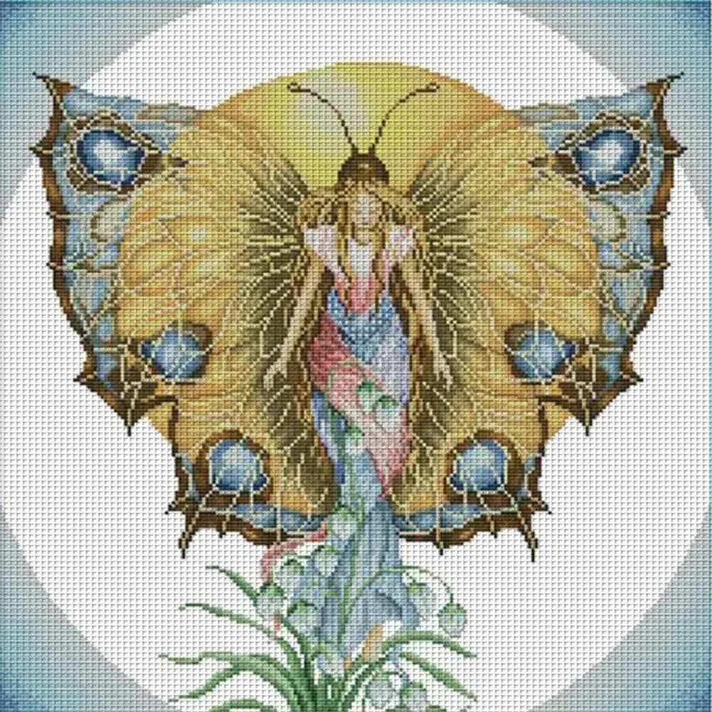 DIY Stamped Cross Stitch 14CT Partial Embroidery 46*46cm - Butterfly Fairy