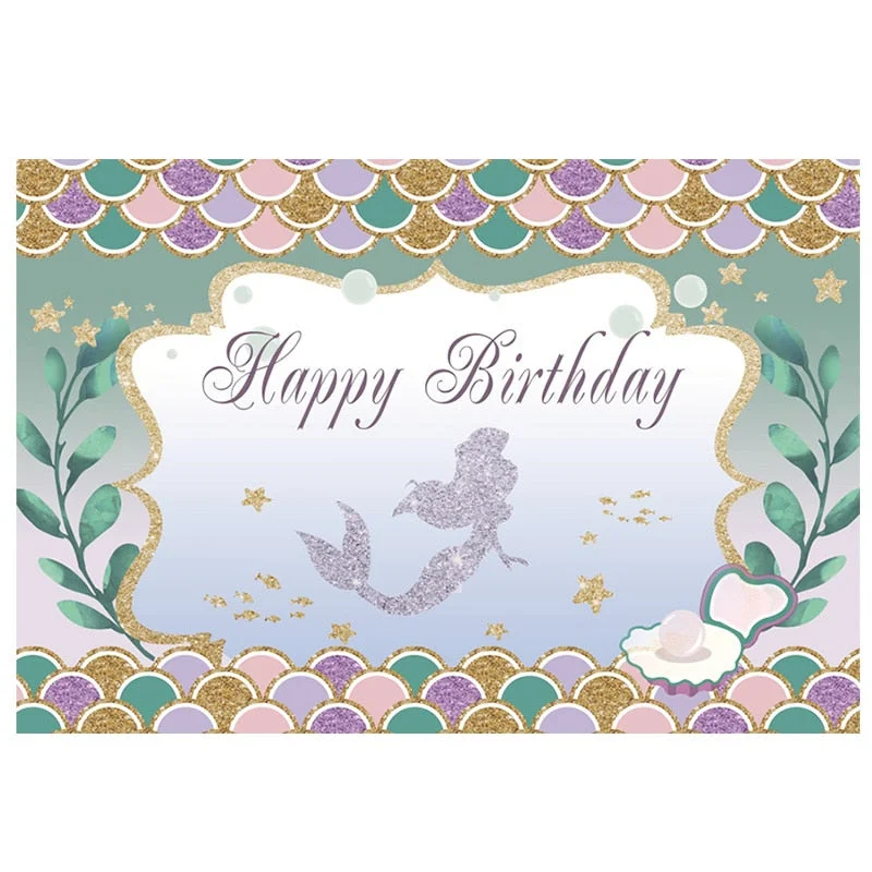 180x110cm Little Mermaid Party Backdrops Under the Sea Party Photography Background Kids Birthday Party Decorations Baby Shower