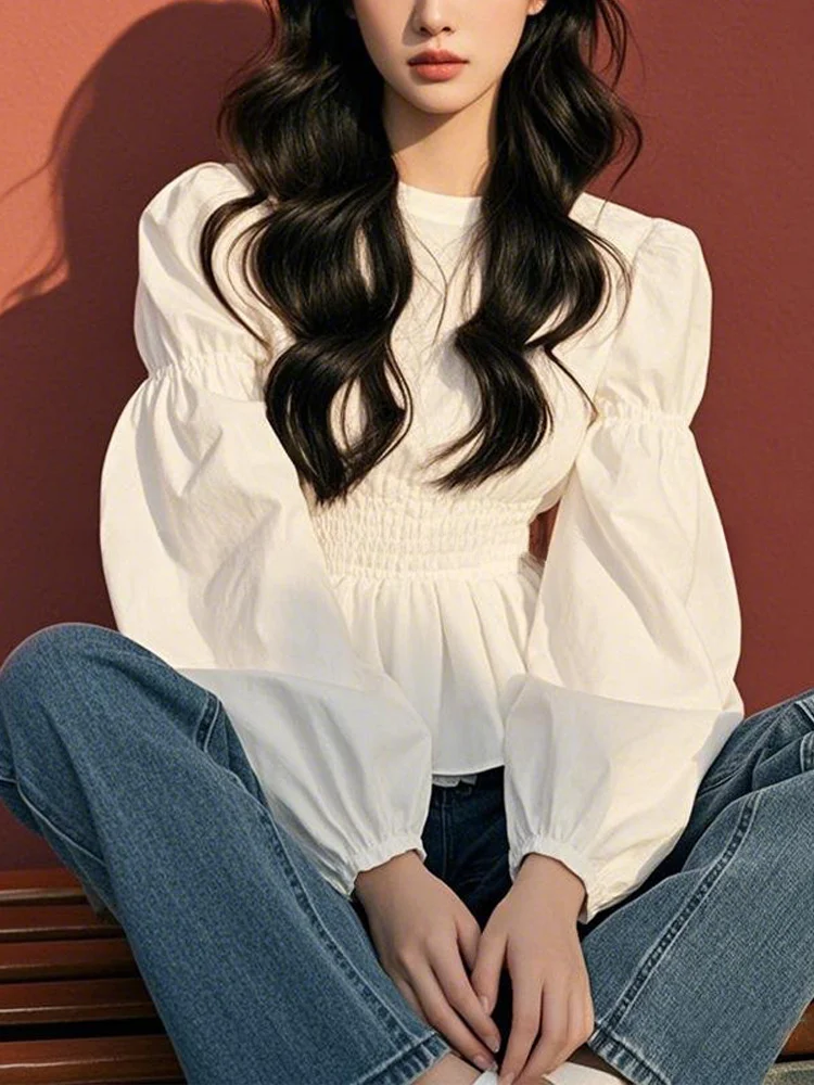 Athvotar Athvotar Year's Popular Beautiful Shirt Design Sense Of High-Grade White Waist With Shirt 2025 New Women's Clothing