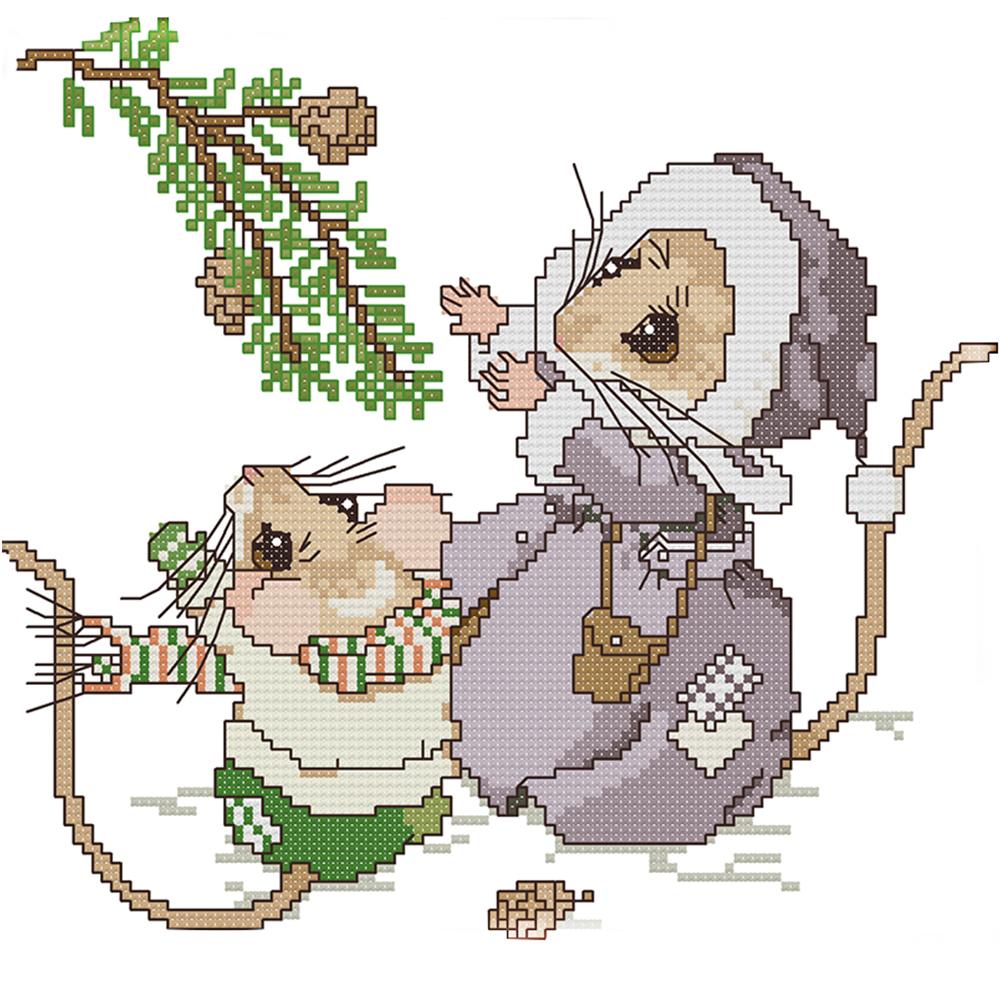 

Christmas Mouse - 14CT Stamped Cross Stitch - 26*22cm, 501 Original