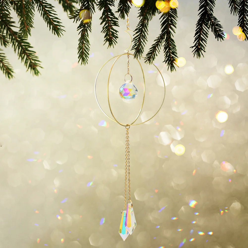 Crystal Suncatcher Ball Iron Ring Hanging Pendant Home Garden Decor (16)