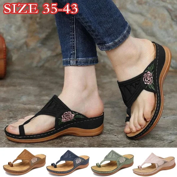 Women's Shoes Sandals Summer Beach Flip Flops Casual Slippers Fashion Wedge Heels Size 35-43