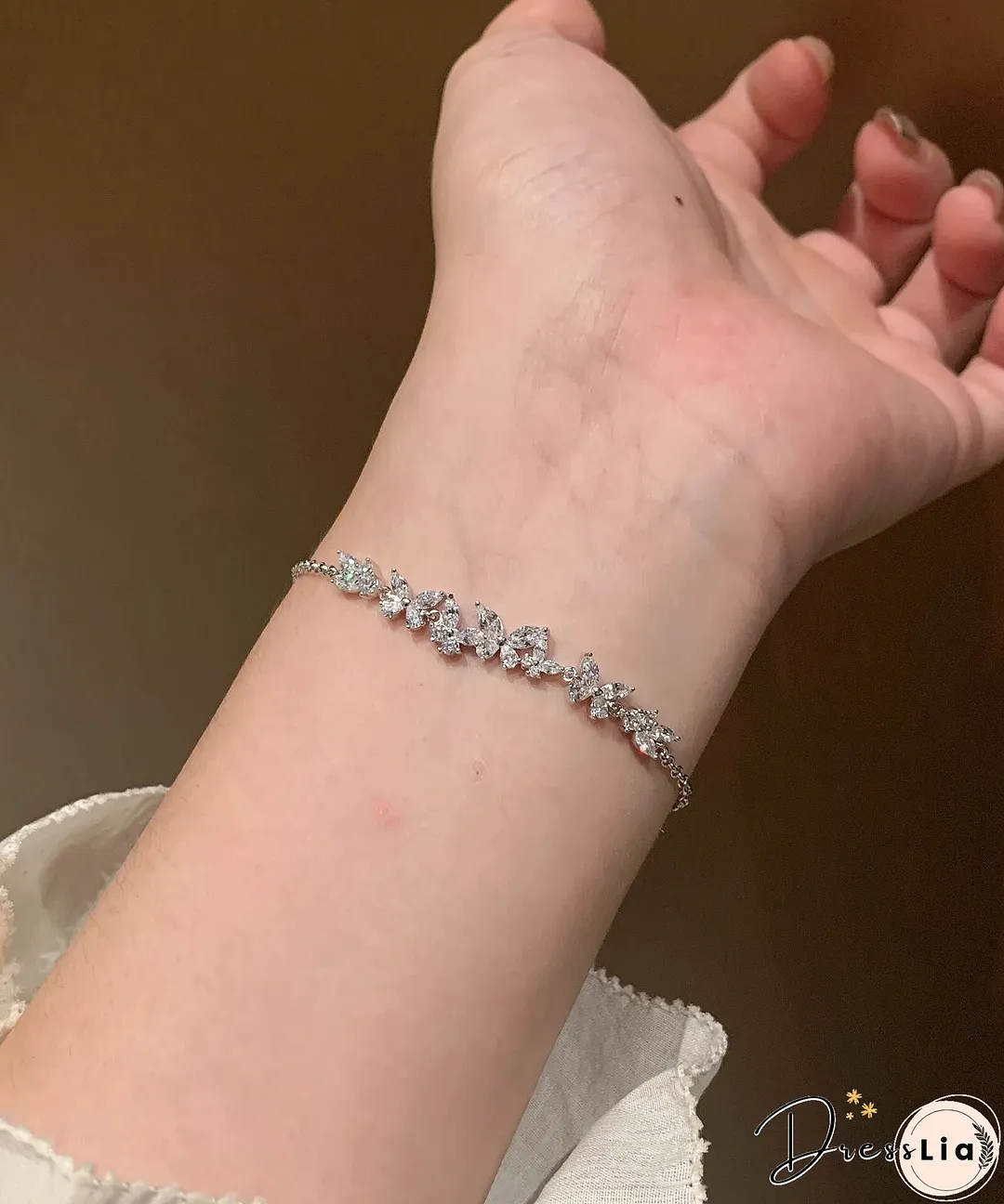 Original Silk Sterling Silver Zircon Butterfly Tassel Charm Bracelet