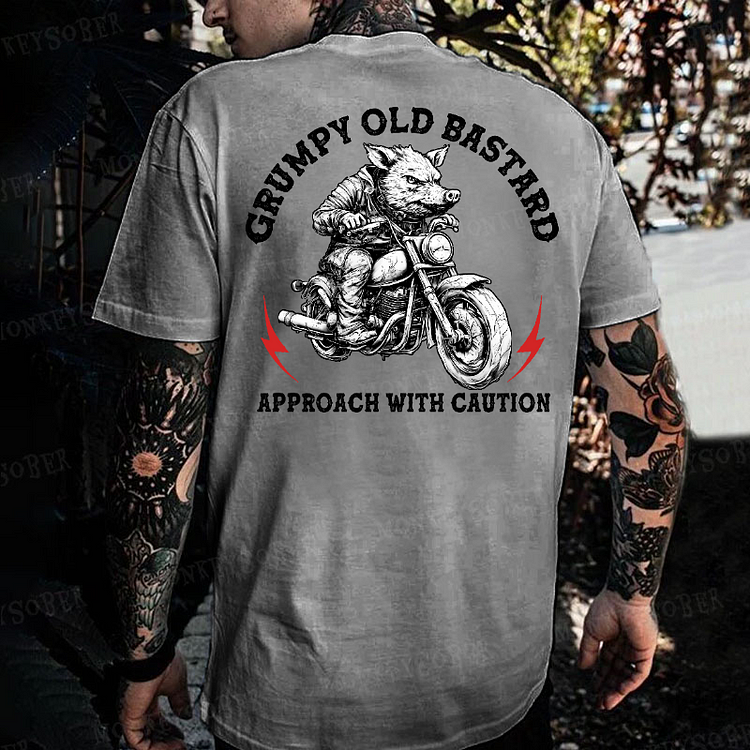Men's Grumpy Old Bastard Approach With Caution Monkey T-shirt
