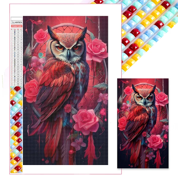 Full Square Diamond Painting - Red Owl 40*70CM