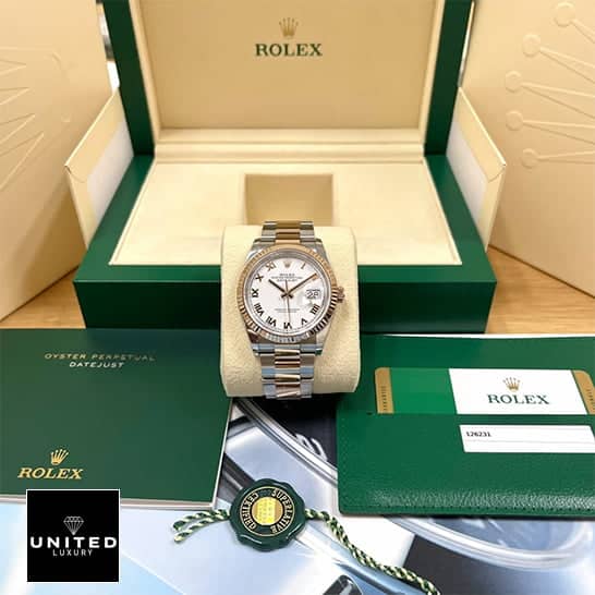 Rolex Datejust 36 White Roman Numerial Oyster Replica & Guarantee Card