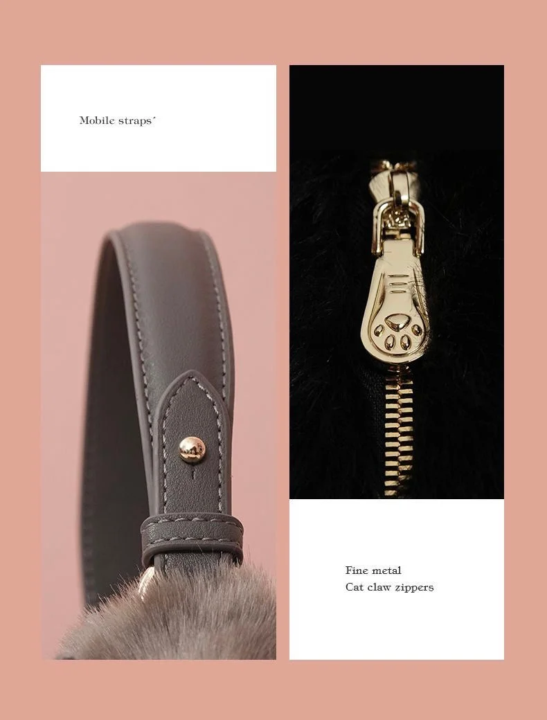 Fluffy Blue and White Cat Bag Cat Purse