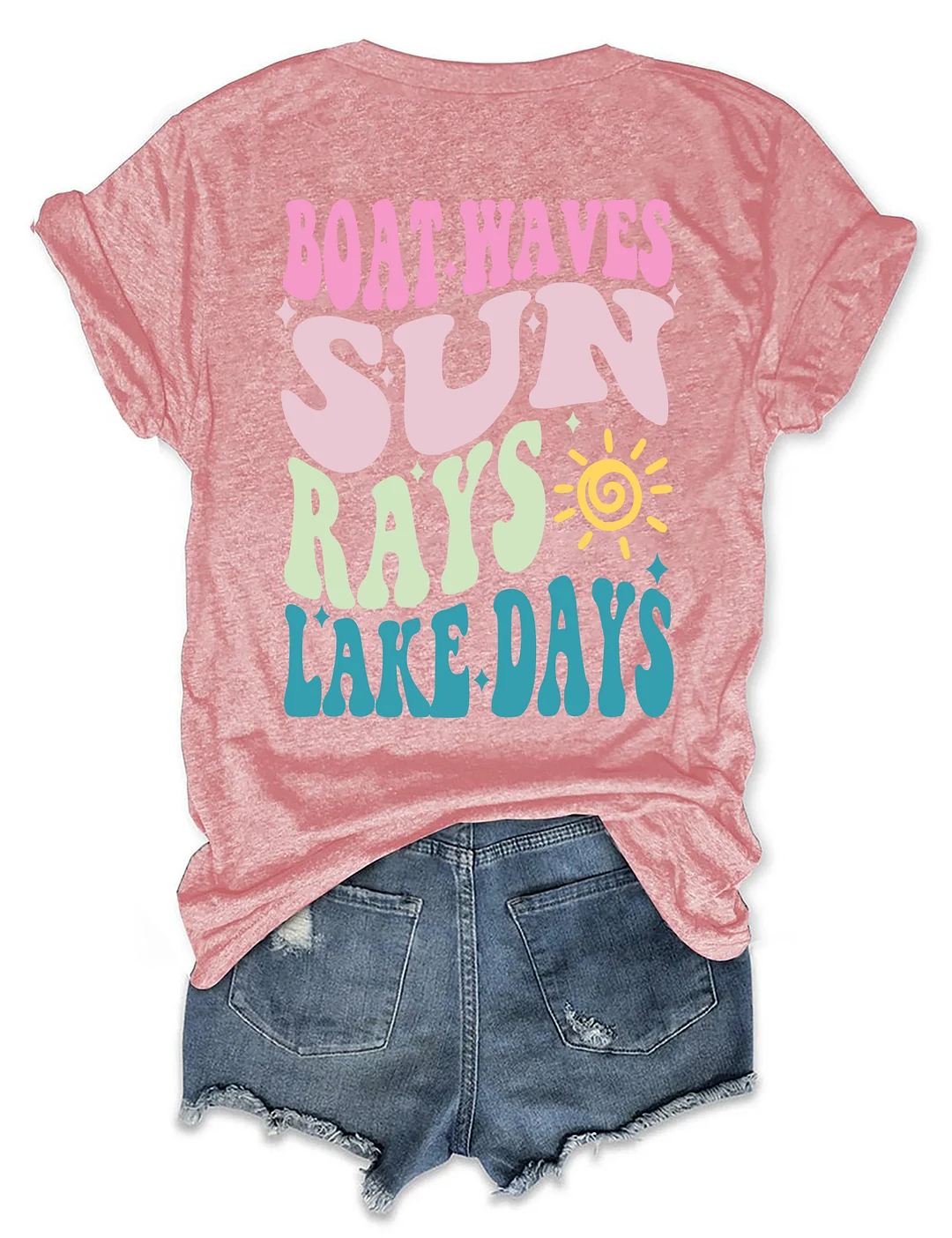 Boat Waves Sun Rays Lake Days T-shirt