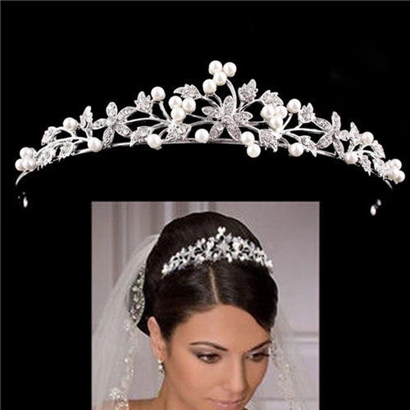 Minimalist Flower Imitation Pearl Alloy Rhinestone Hair Band 1 Piece