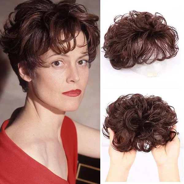 New Design WomenClosure Short Curly Human Hair Replacement Top Hairpieces Wiglet