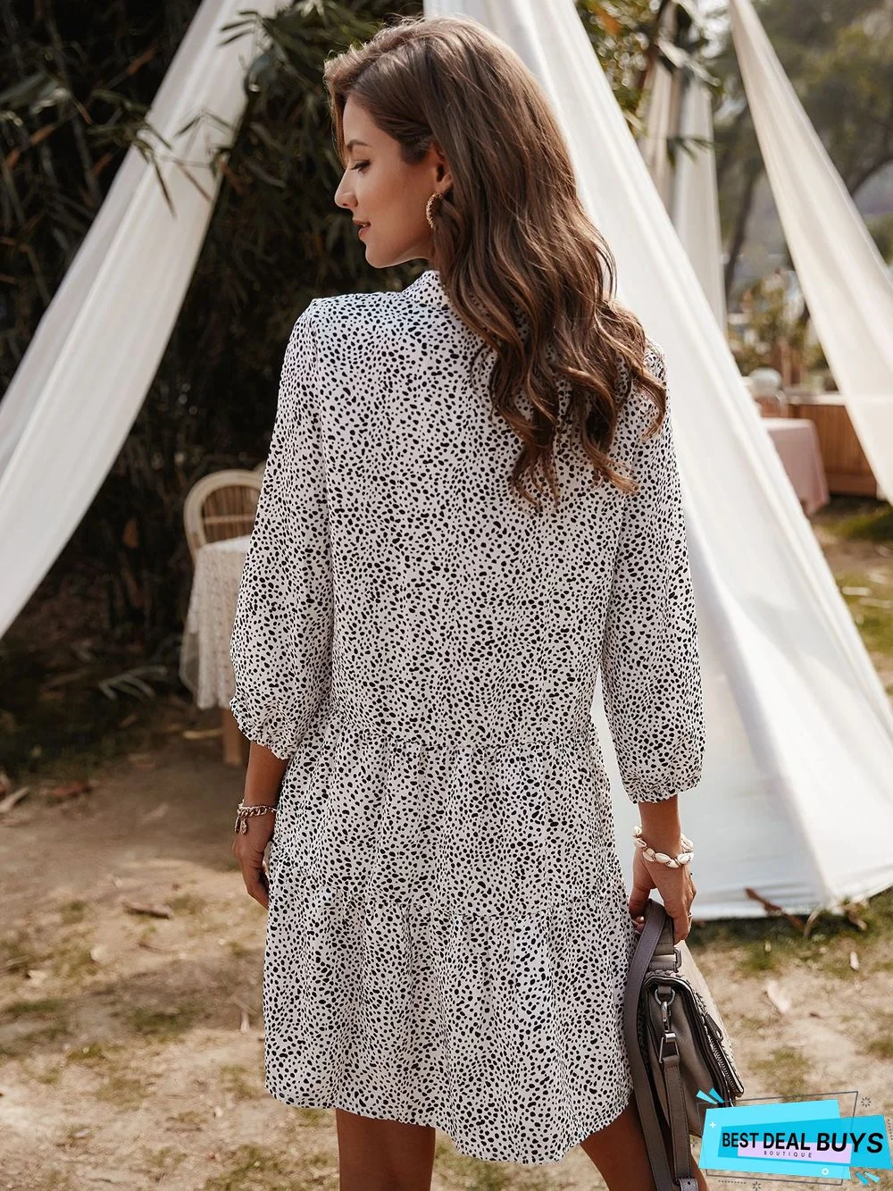 Small Crushed Flower Dress Short Seven-sleeve Skirt