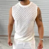  Men's Woven Pattern Sleeveless Knit Vest - Stylish and Versatile for Casual Wear by Inlyline
