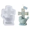 3D Rose Cross & Peace Dove Silicone Candle Moulds Decorative Crafting Tool DIY Handmade Faith Candles Moulds Reusable Sacred Rose Vine Mould for Anniversary/Religious Ceremony