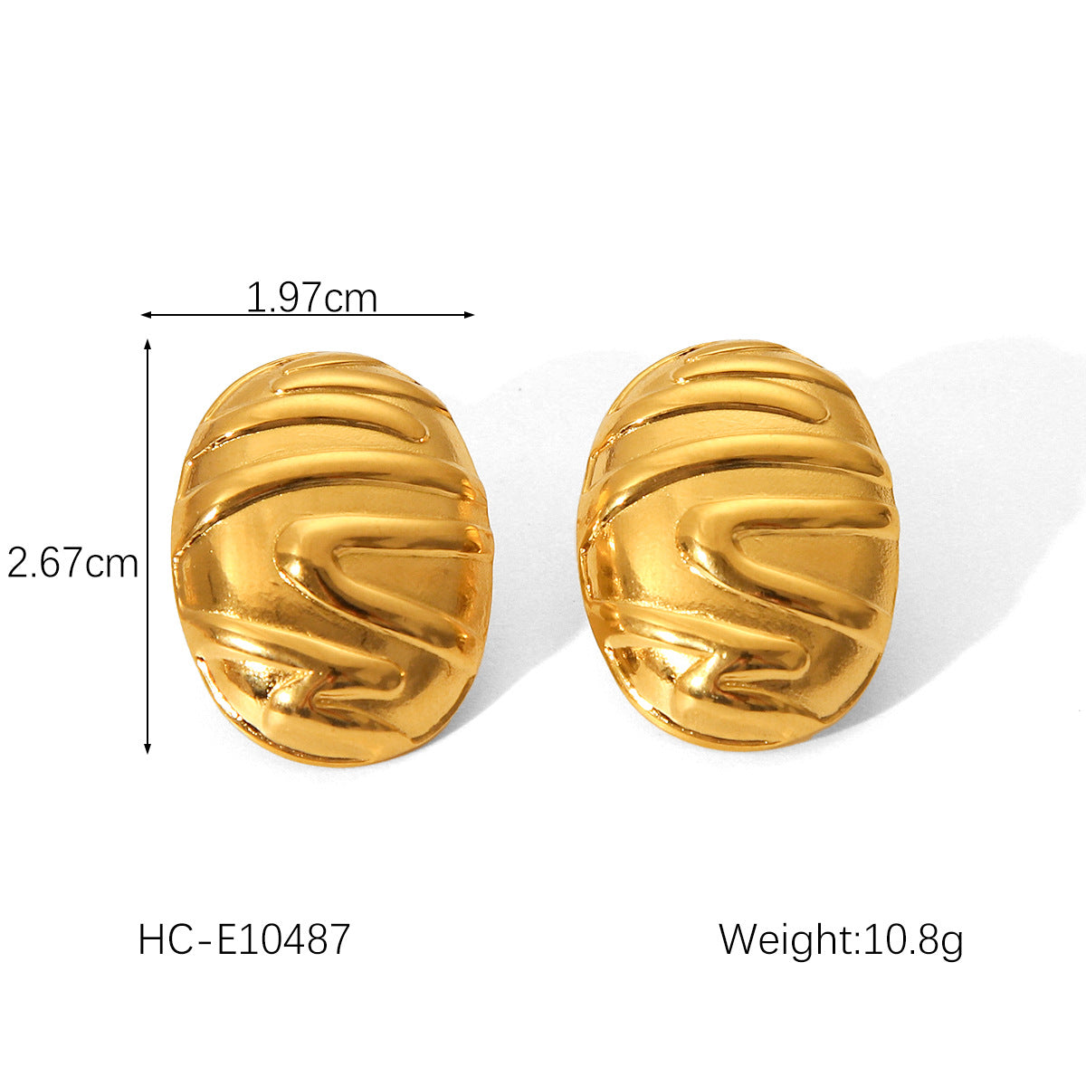 IG Style Irregular Pleated Conical Droplet Wave Geometric Leaf Flower Stainless Steel Electroplating Earrings