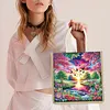 Stream Dawn Scene DIY Diamond Painting Tote Bag with Round Drill Rhinestones 35x40cm for Women Casual Shopping Travel Gift