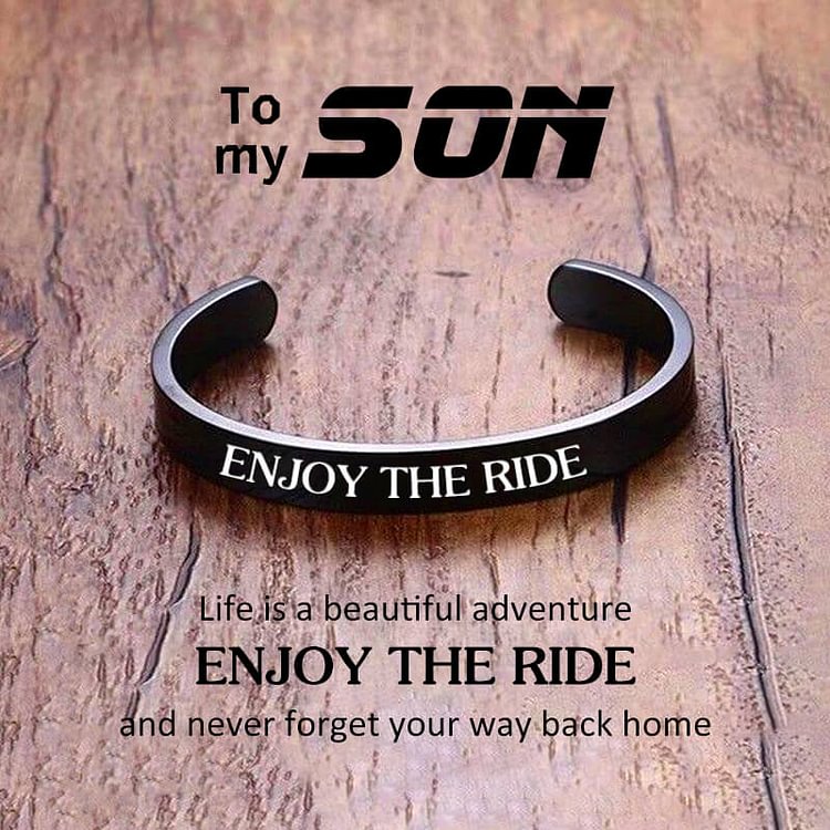 For Son - Enjoy The Ride Black Cuff Bracelet