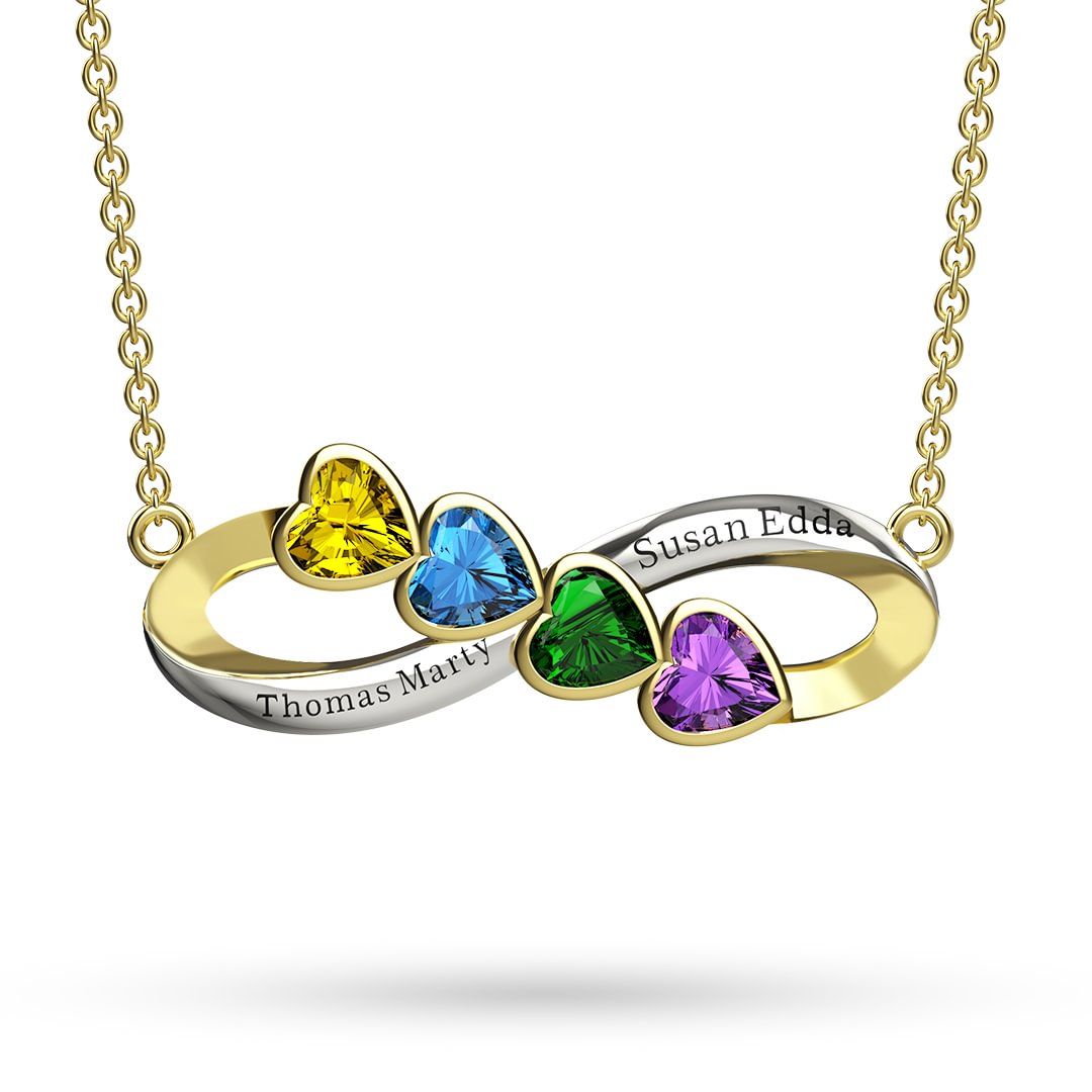 Vangogifts Custom Infinity Symbol Necklace Family Birthstone and Name Necklace Gift for Grandmother Mother Wife