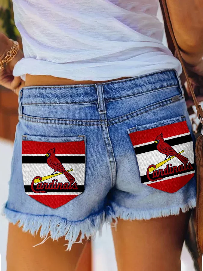 St. Louis Cardinals Distressed Cutoff Denim Shorts - Women