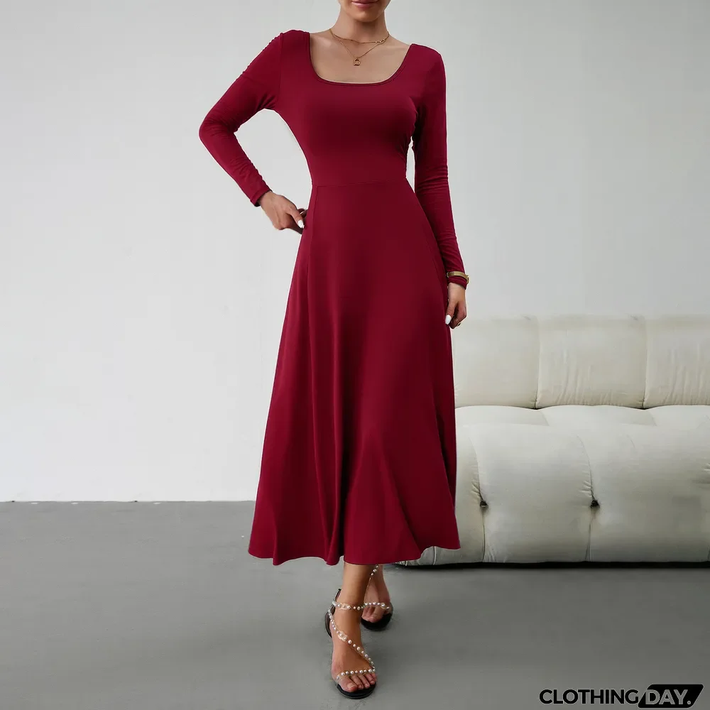 Women's Elegant Waist Long Sleeve Dress