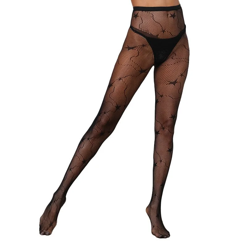 1 Pcs Sexy Stay Up Thigh High Tights Fishnet Mesh printed Punk with tattoo Stretch black gothic Pantyhose For Women ladies