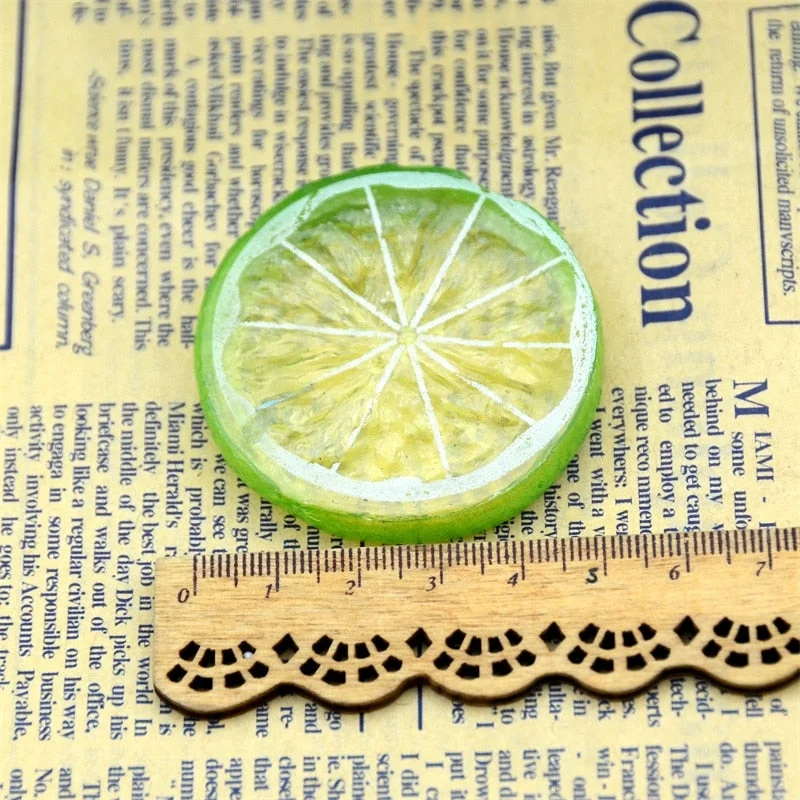 3PCS Mini Artificial Fruit Simulation Lemon Slices 3 Colors Resin Fake Artificial Fruit Model Party Kitchen Wedding Decoration