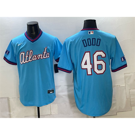 Men's Atlanta Braves #46 Dylan Dodd Blue 2026 City Connect Stadium Stitched Baseball Jersey