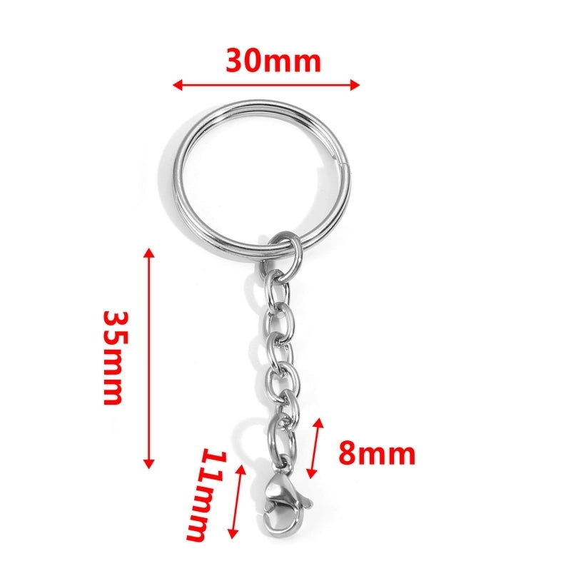 5 PCS/Package 25*35mm 30*35mm Stainless Steel Solid Color Polished Keychain Accessories