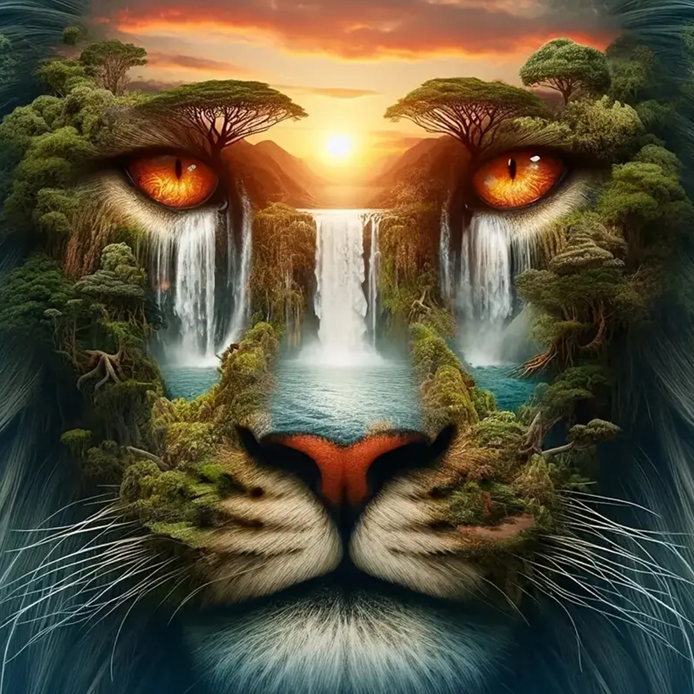 Tiger 40*40cm(canvas) full round drill diamond painting
