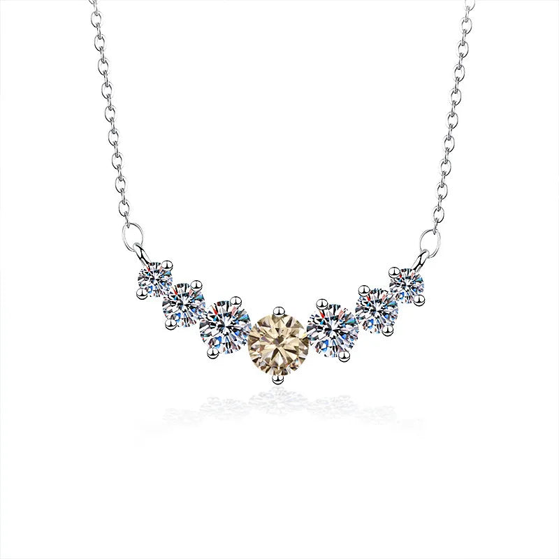 2.8 Karat VVS1-VVS2 925 Sterling Silver Moissanite None Inlay Round GRA Certificate Pendant Necklace