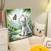 Hund spielender Schmetterling - runder Bohrer Diamond Painting - 40*40cm