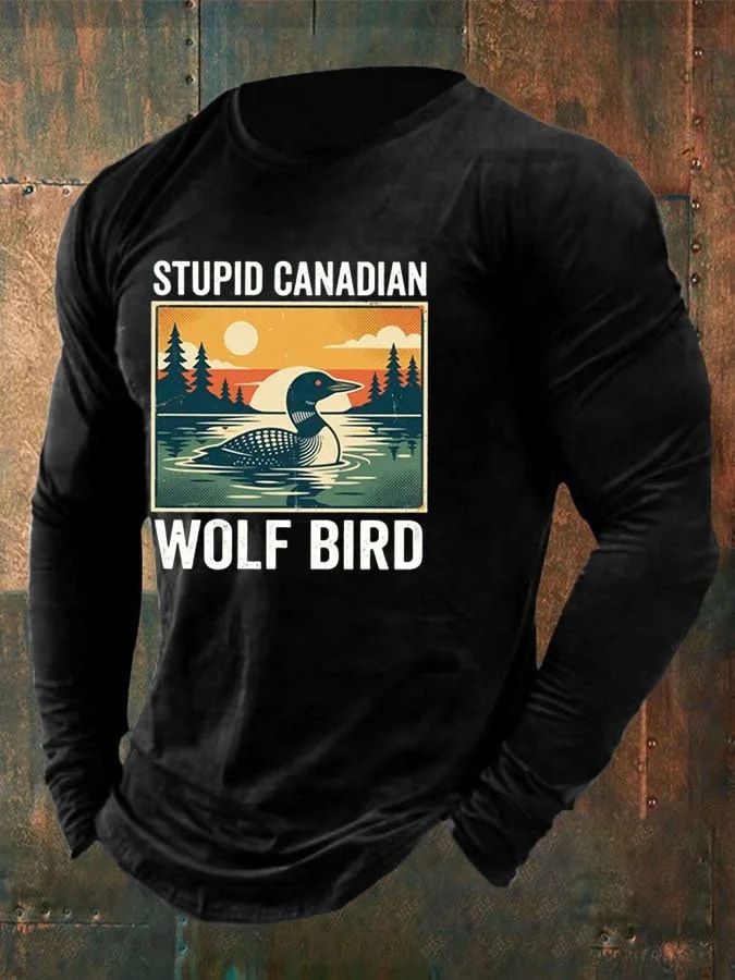 Men's Stupid Canadian Wolf Bird  T-Shirt  socialshop