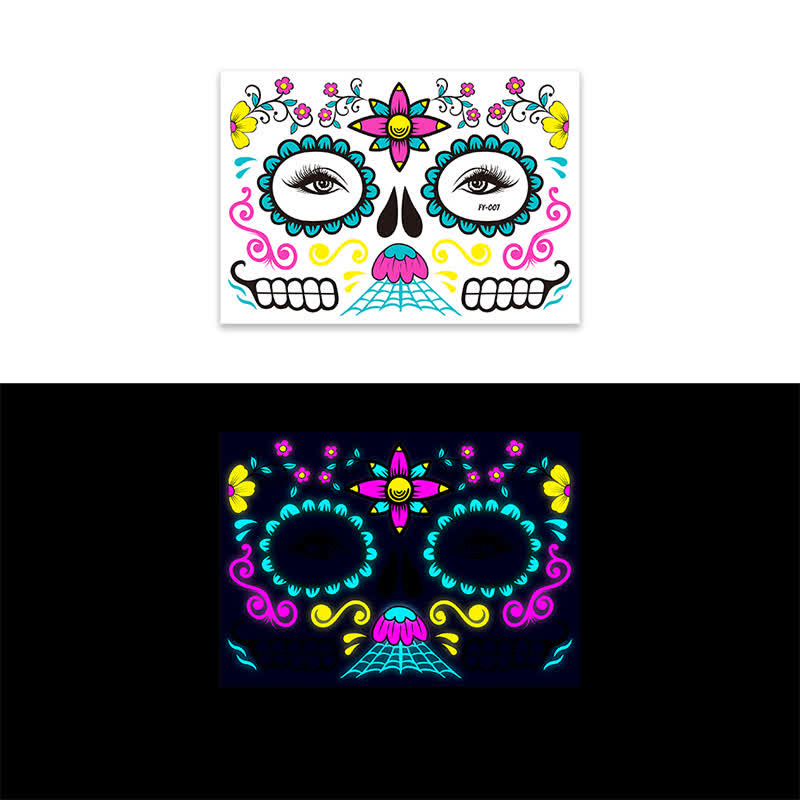 8 Sheets Halloween Funny Luminous Temporary Tattoos Stickers